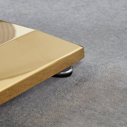 Elegant Coffee Table with Tempered Glass Top & Stainless Steel Frame - Gold/Silver Mirrored Finish