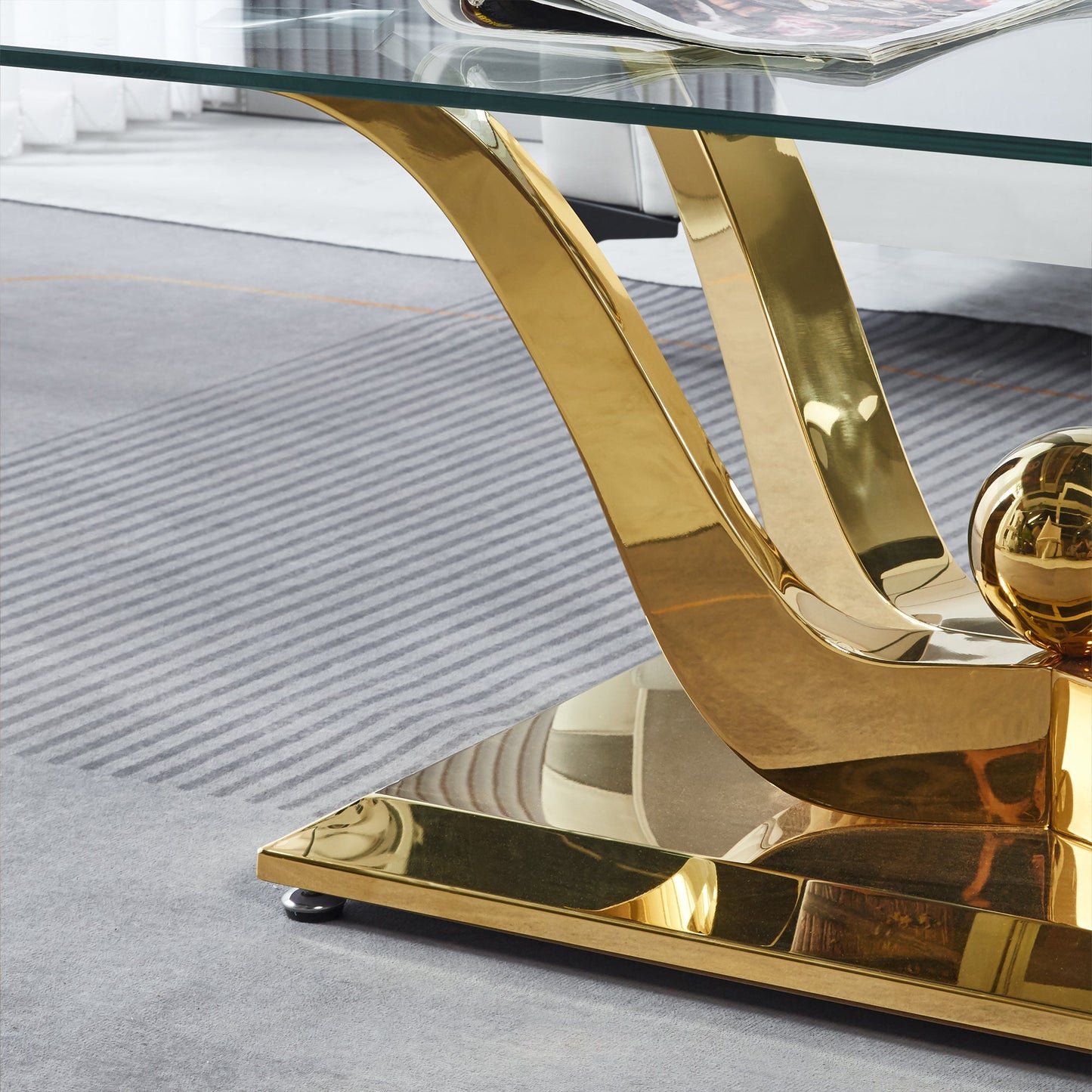 Elegant Coffee Table with Tempered Glass Top & Stainless Steel Frame - Gold/Silver Mirrored Finish