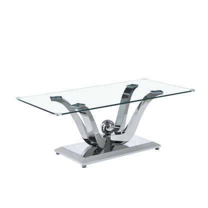 Elegant Coffee Table with Tempered Glass Top & Stainless Steel Frame - Gold/Silver Mirrored Finish