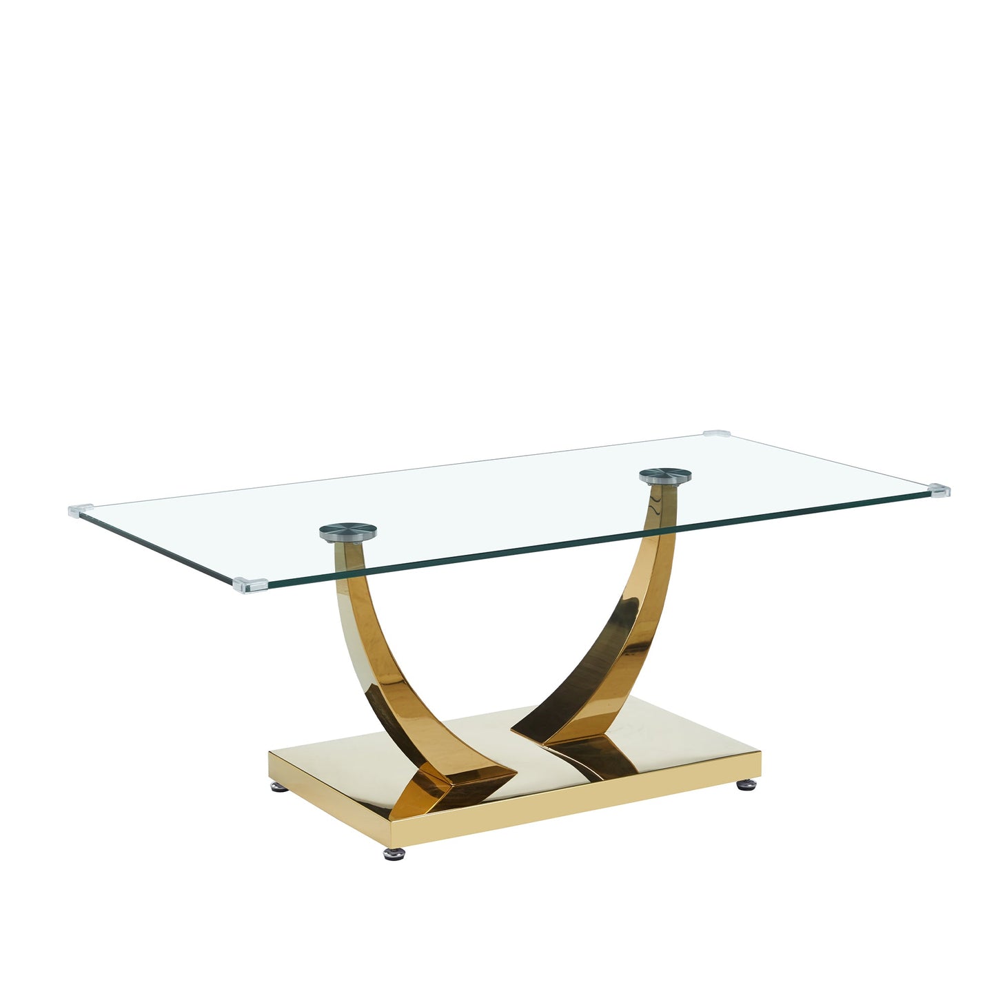 Luxury Coffee Table with 10mm Tempered Glass & Stainless Steel - Gold/Silver Mirrored Finish