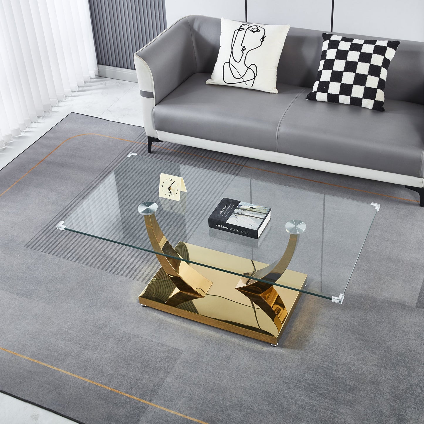 Luxury Coffee Table with 10mm Tempered Glass & Stainless Steel - Gold/Silver Mirrored Finish