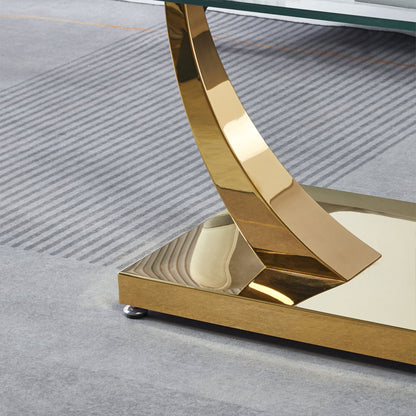 Luxury Coffee Table with 10mm Tempered Glass & Stainless Steel - Gold/Silver Mirrored Finish