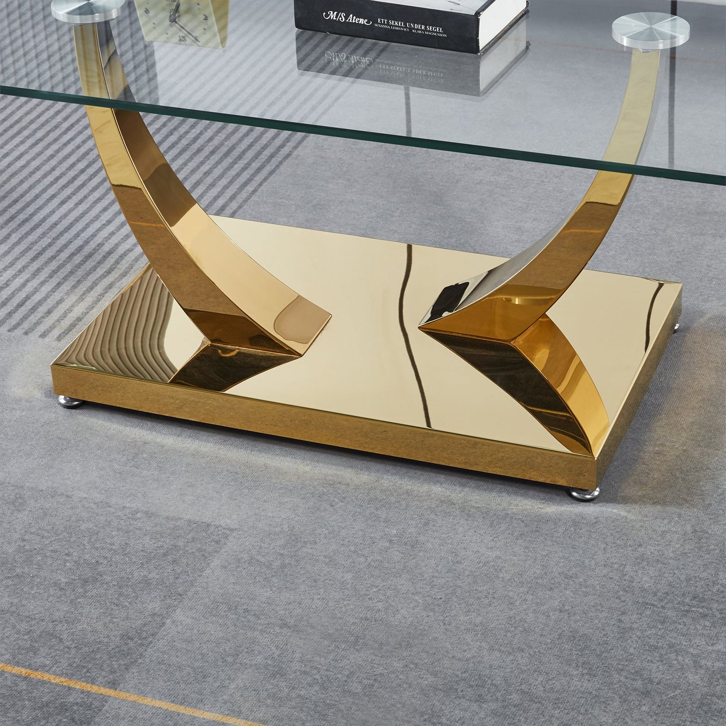 Luxury Coffee Table with 10mm Tempered Glass & Stainless Steel - Gold/Silver Mirrored Finish