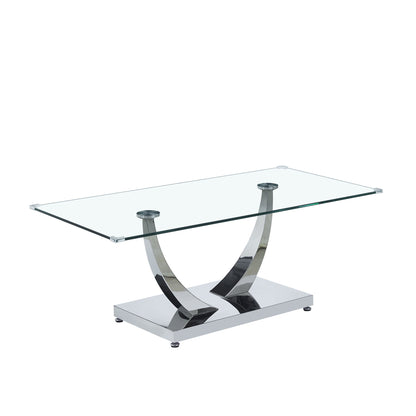 Luxury Coffee Table with 10mm Tempered Glass & Stainless Steel - Gold/Silver Mirrored Finish