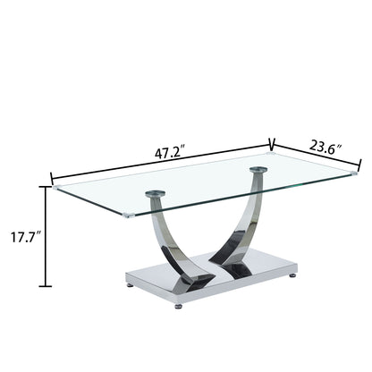 Luxury Coffee Table with 10mm Tempered Glass & Stainless Steel - Gold/Silver Mirrored Finish