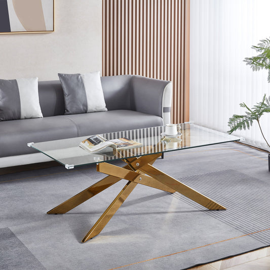 Elegant 8MM Glass and Metal Coffee Table - Perfect Size for Modern Living Rooms