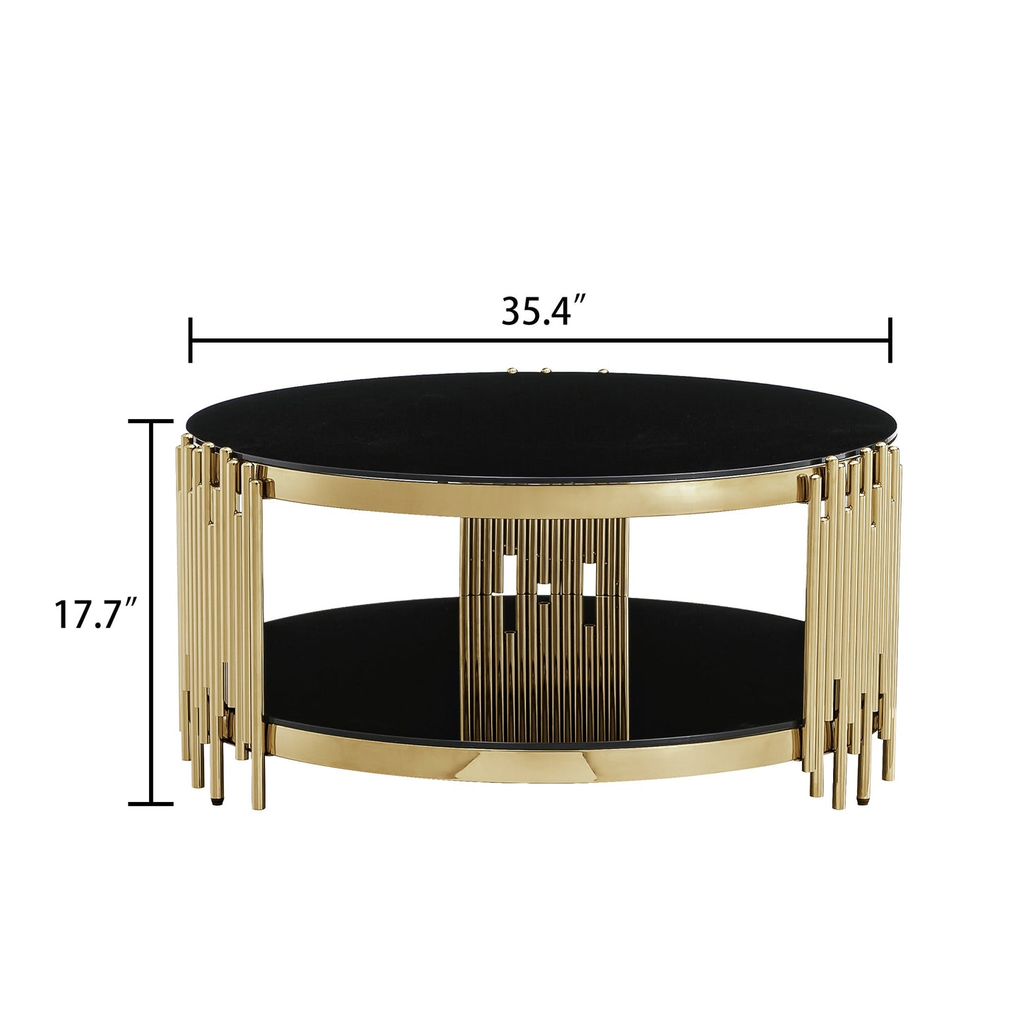 Modern Coffee Table with 8mm Clear/Black Tempered Glass & Stainless Steel - Gold/Silver Mirrored Finish