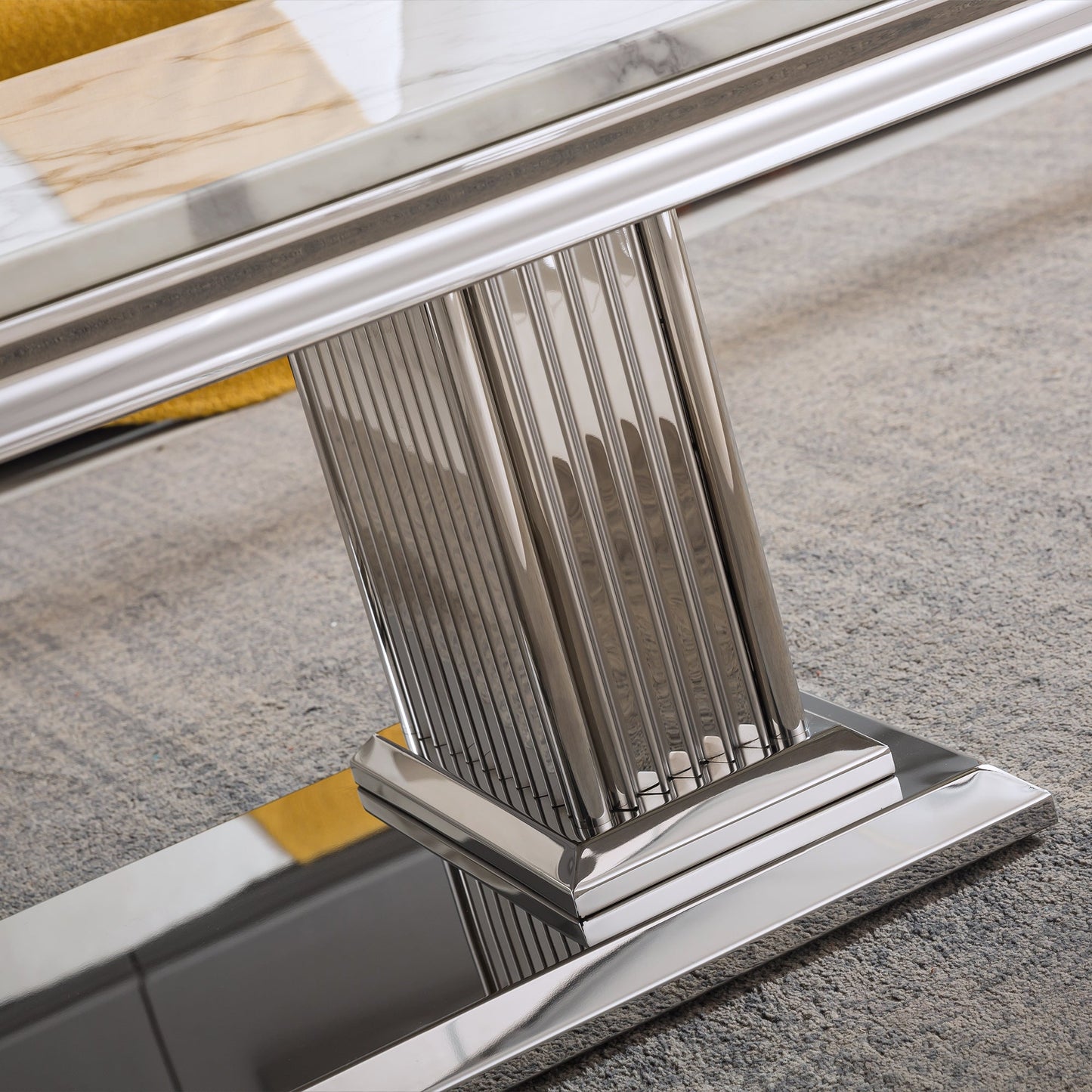 Elegant Coffee Table with 18mm White Marble Top & Gold Mirrored Stainless Steel Base