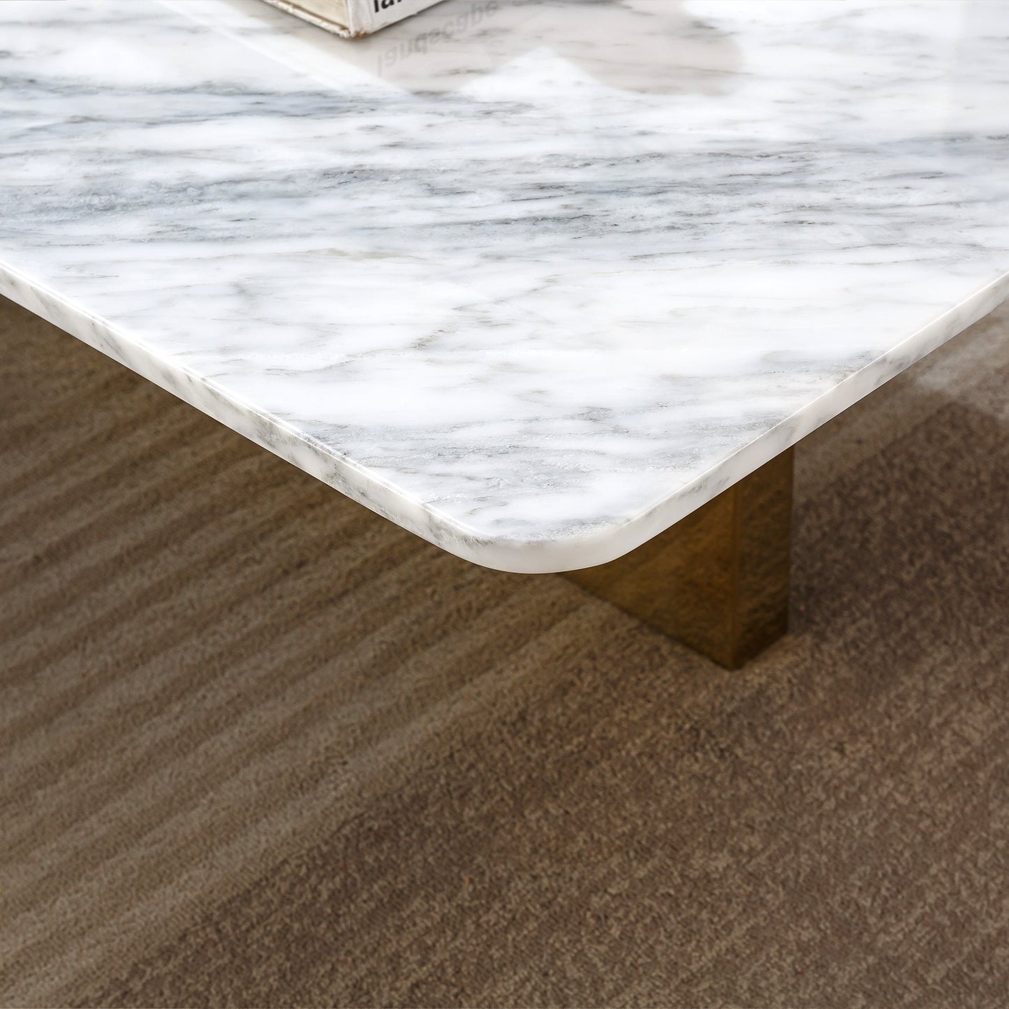 Luxurious Coffee Table with 18mm Bulgari White Marble & Gold Mirrored Stainless Steel Base