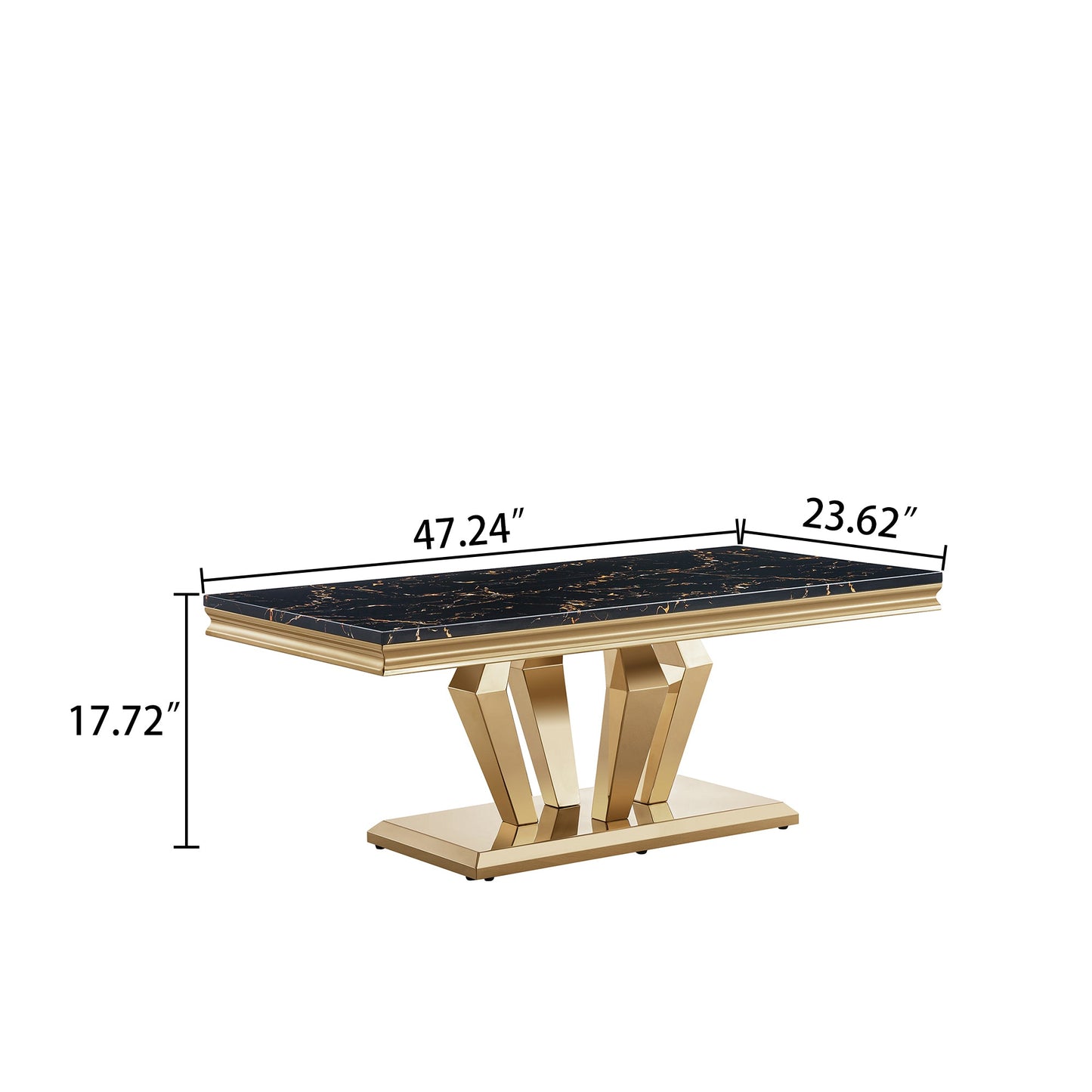 Stylish Coffee Table with 18mm White Marble Top & Gold Mirrored Stainless Steel Frame