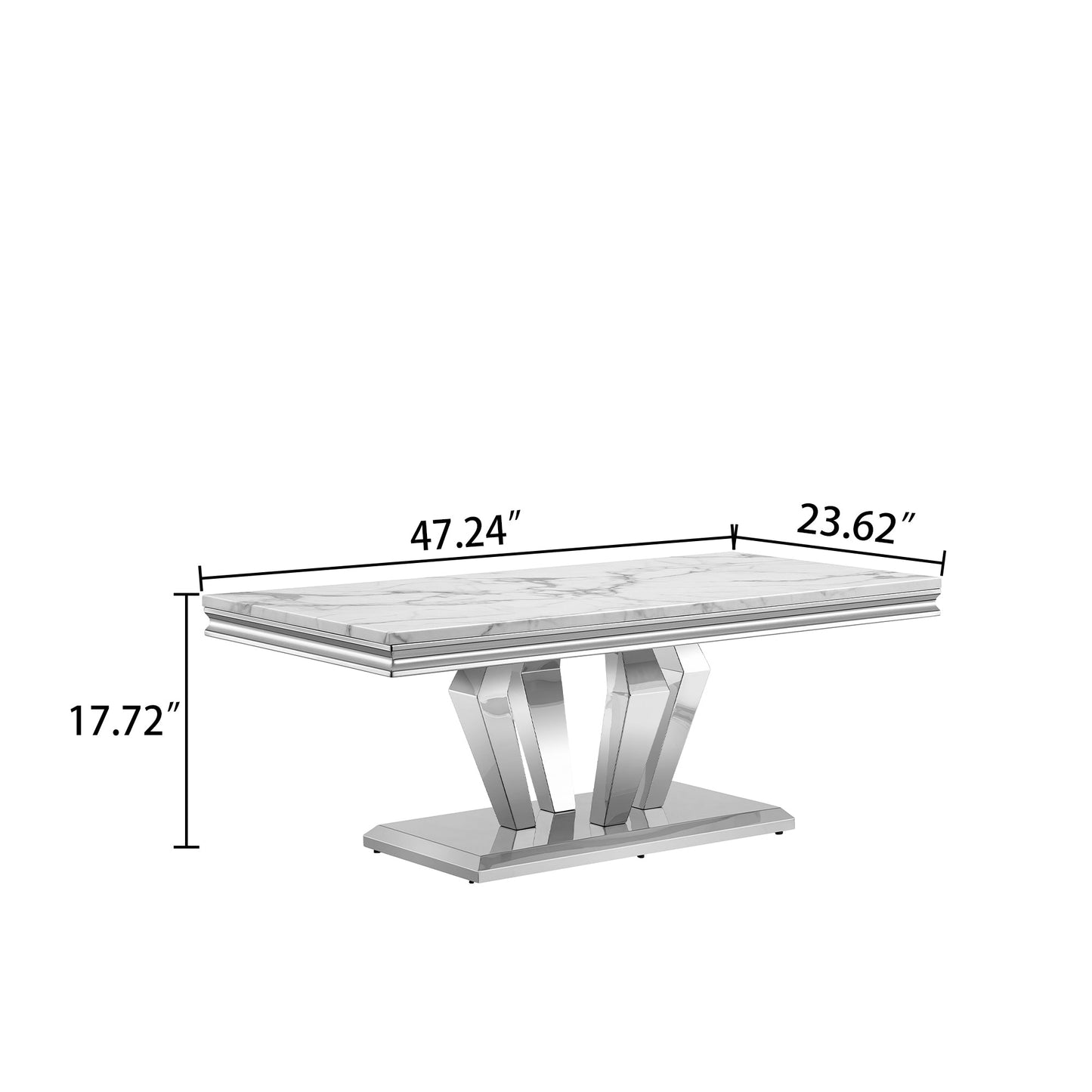 Stylish Coffee Table with 18mm White Marble Top & Gold Mirrored Stainless Steel Frame