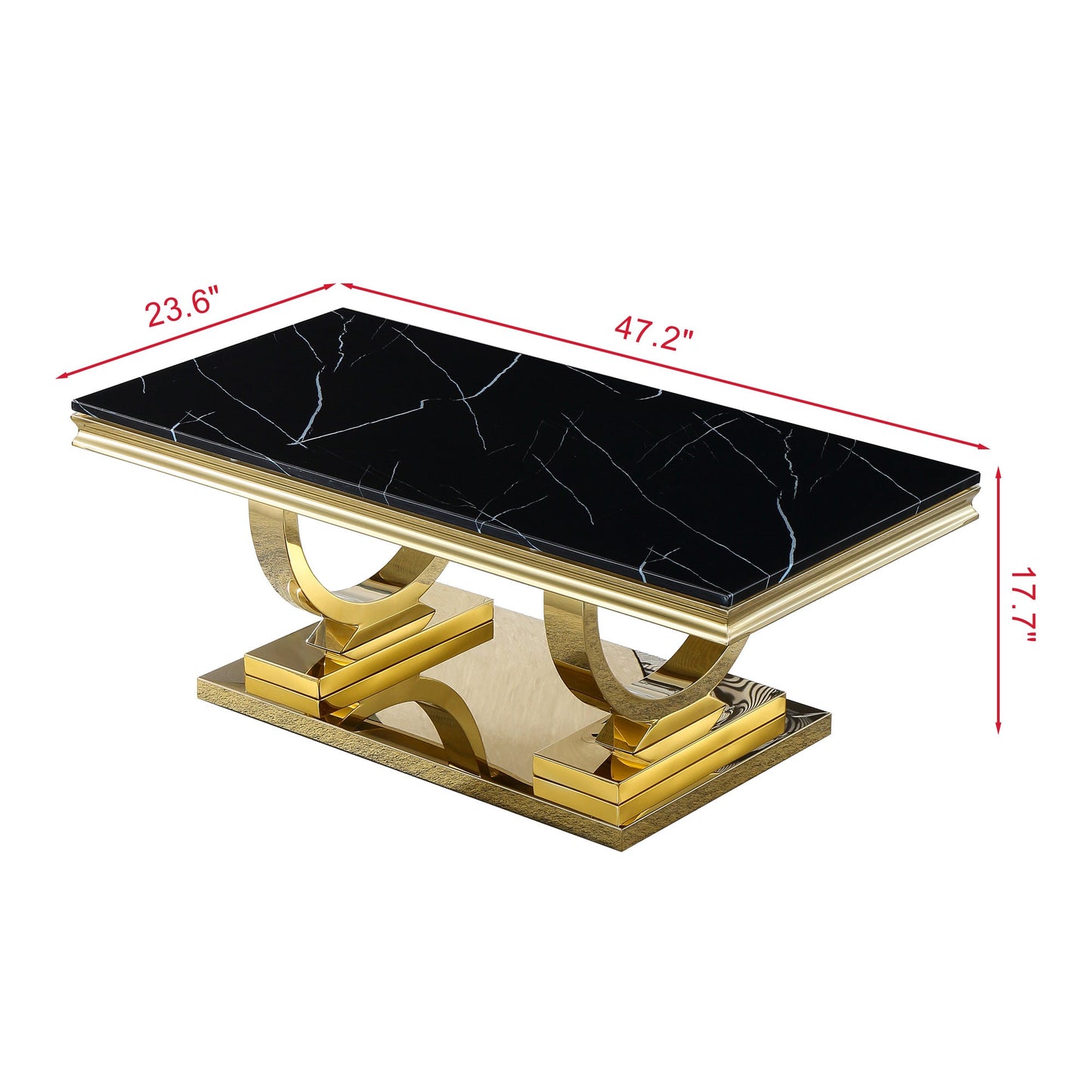 Luxury Coffee Table with 18mm White Marble & Gold Mirrored Stainless Steel Base