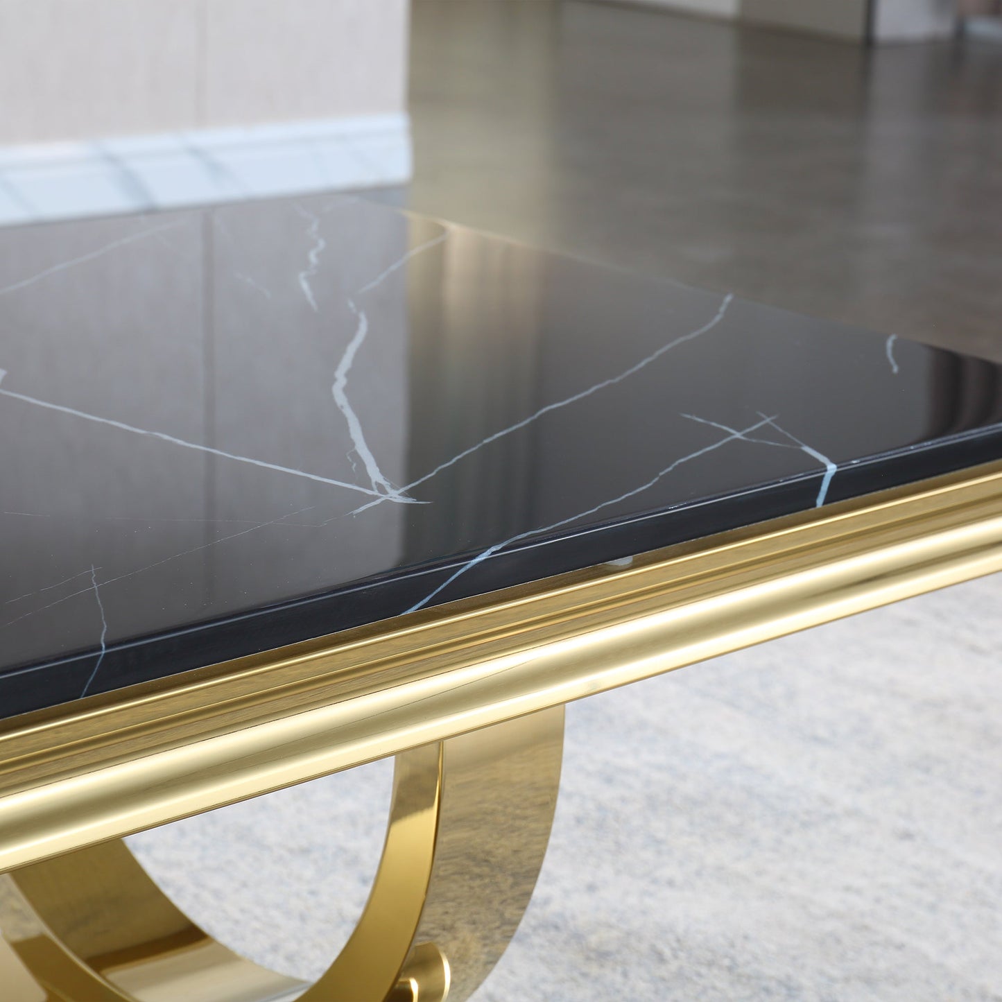 Luxury Coffee Table with 18mm White Marble & Gold Mirrored Stainless Steel Base