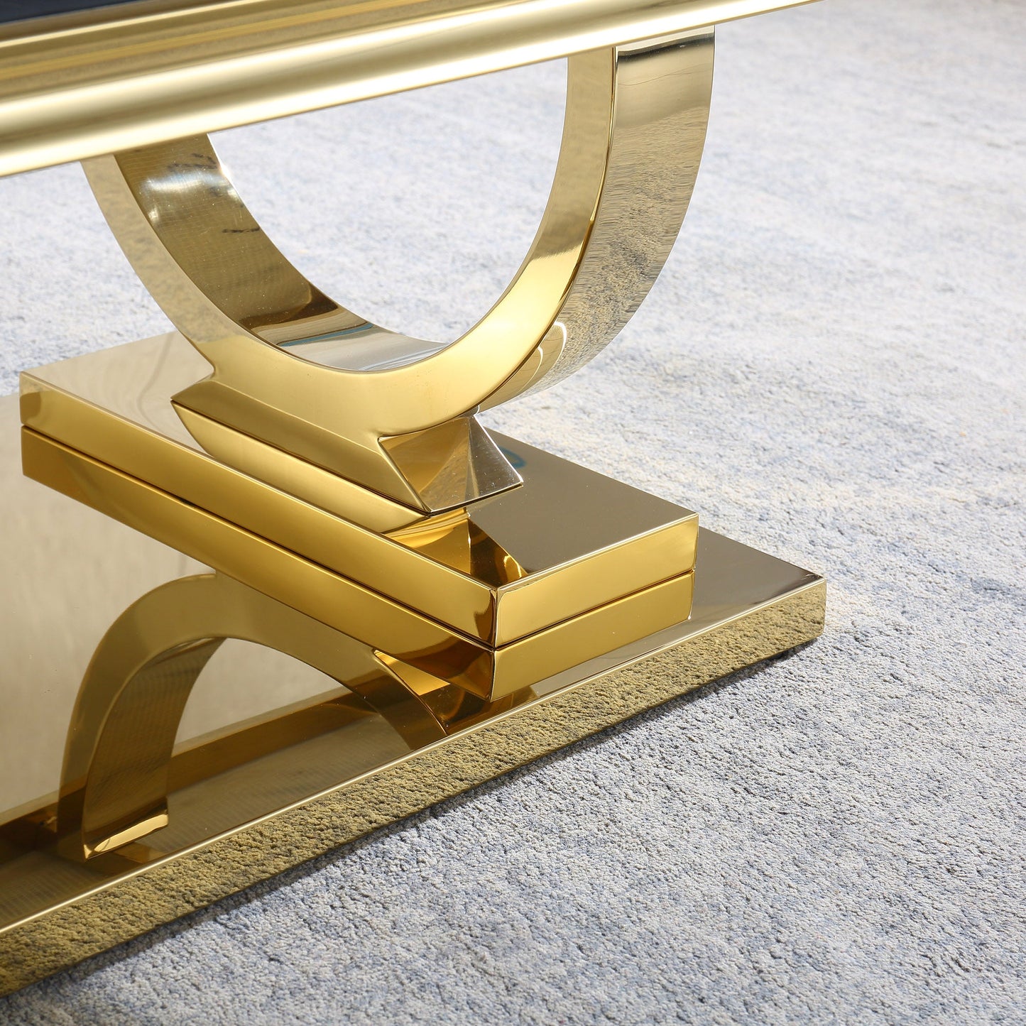 Luxury Coffee Table with 18mm White Marble & Gold Mirrored Stainless Steel Base