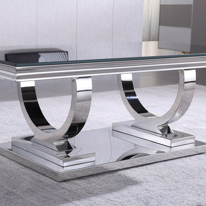 Luxury Coffee Table with 18mm White Marble & Gold Mirrored Stainless Steel Base