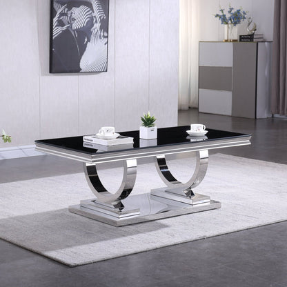 Luxury Coffee Table with 18mm White Marble & Gold Mirrored Stainless Steel Base