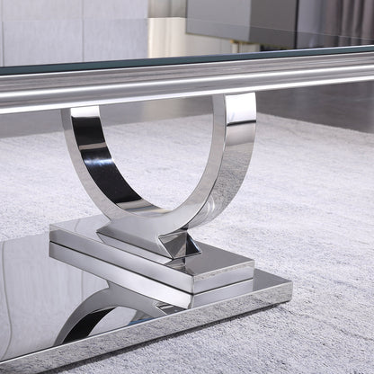 Luxury Coffee Table with 18mm White Marble & Gold Mirrored Stainless Steel Base