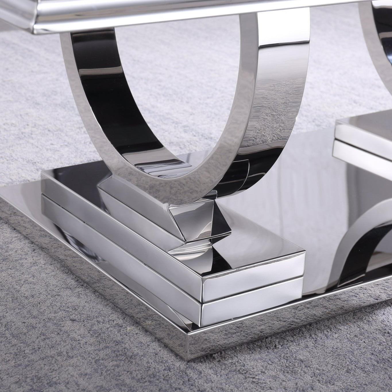 Luxury Coffee Table with 18mm White Marble & Gold Mirrored Stainless Steel Base