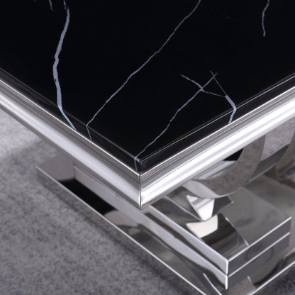 Luxury Coffee Table with 18mm White Marble & Gold Mirrored Stainless Steel Base