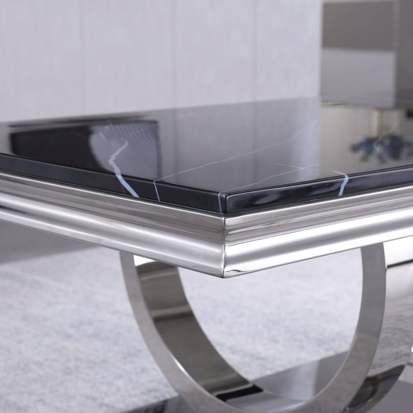 Luxury Coffee Table with 18mm White Marble & Gold Mirrored Stainless Steel Base