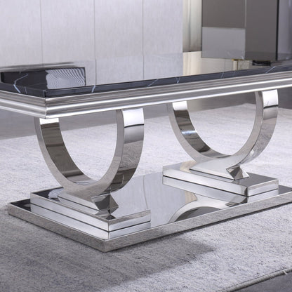 Luxury Coffee Table with 18mm White Marble & Gold Mirrored Stainless Steel Base