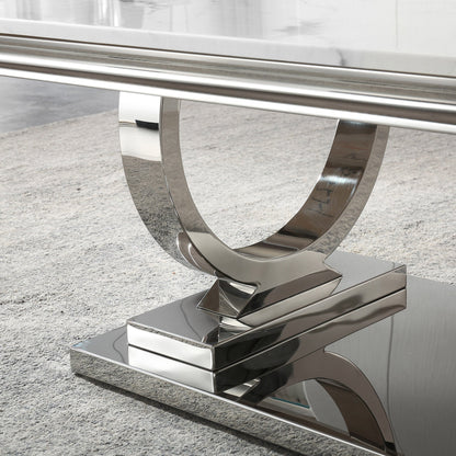 Luxury Coffee Table with 18mm White Marble & Gold Mirrored Stainless Steel Base