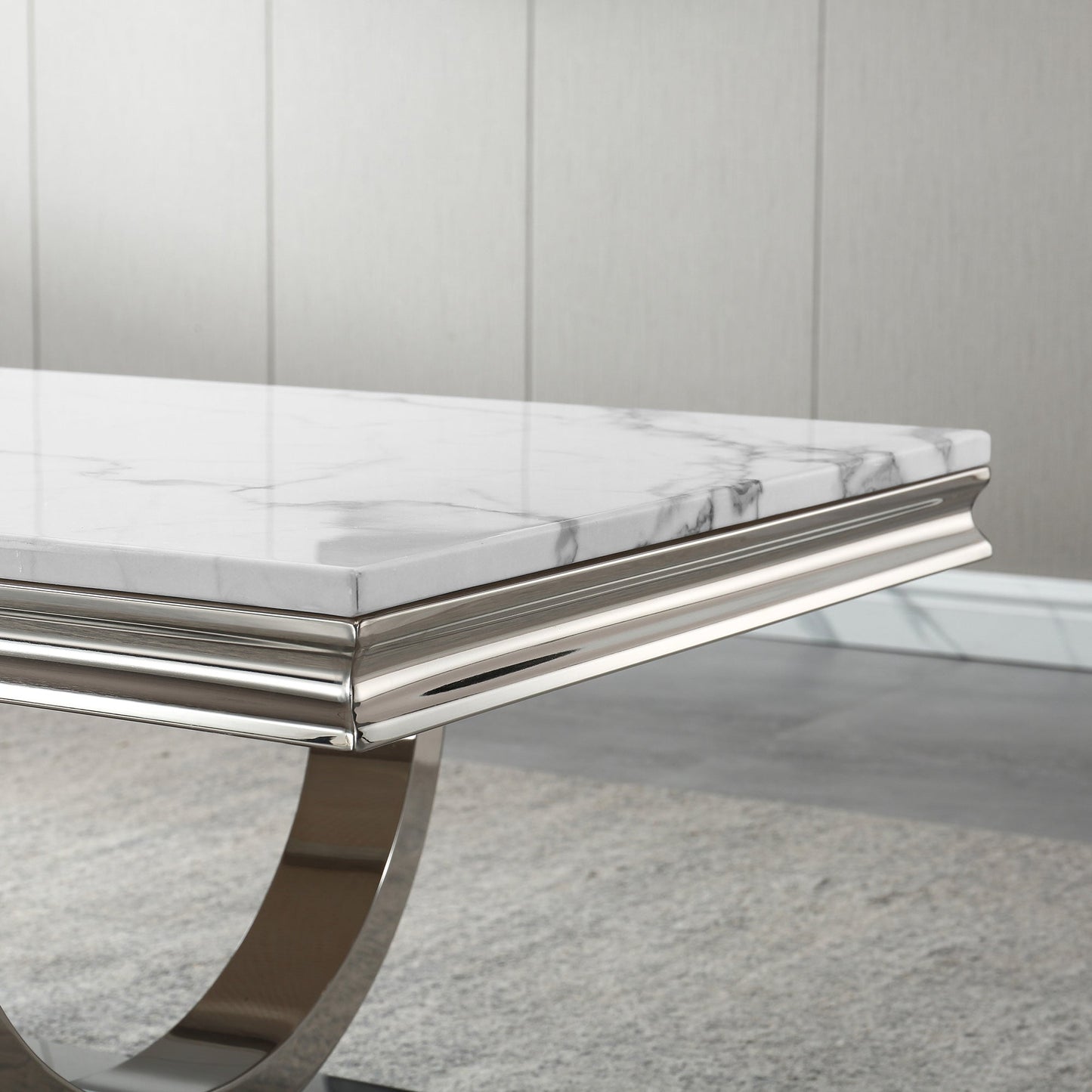 Luxury Coffee Table with 18mm White Marble & Gold Mirrored Stainless Steel Base