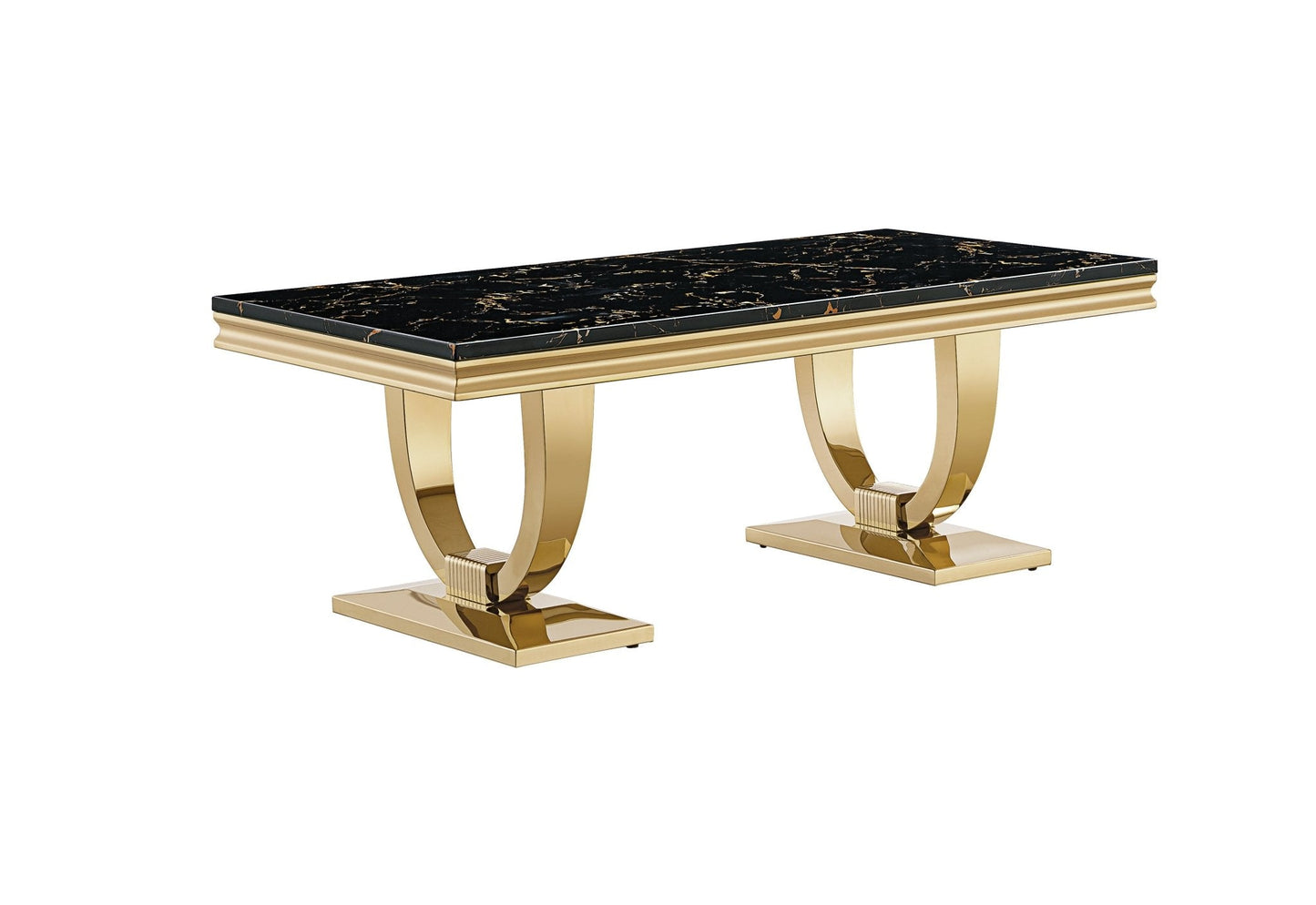 Elegant Coffee Table with 18mm White Marble & Gold Mirrored Stainless Steel Base