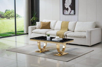 Elegant Coffee Table with 18mm White Marble & Gold Mirrored Stainless Steel Base