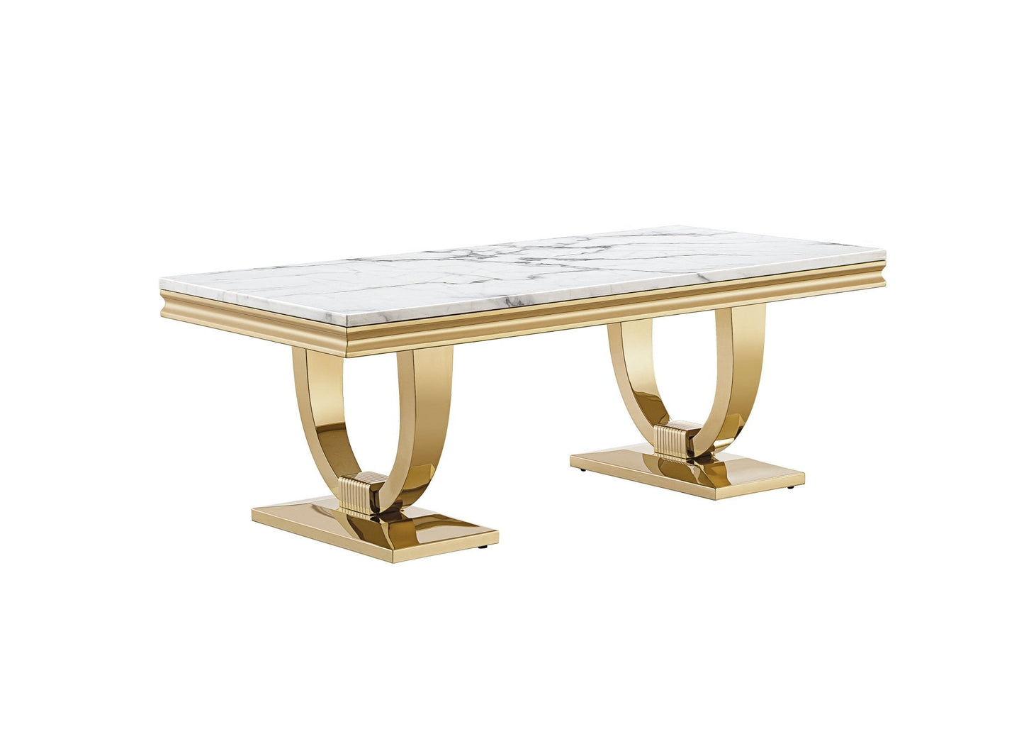 Elegant Coffee Table with 18mm White Marble & Gold Mirrored Stainless Steel Base