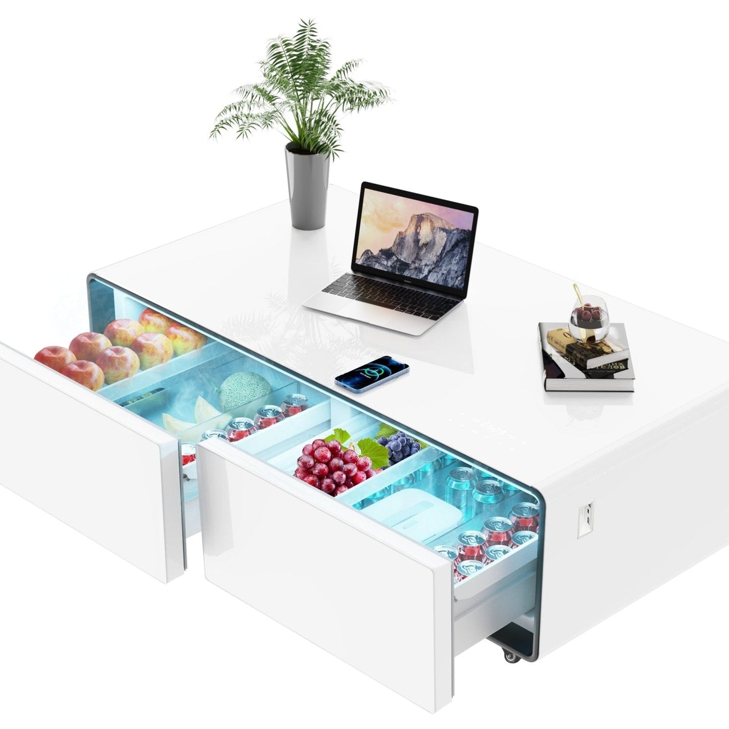 Smart Table Fridge - Stylish Tempered Glass Refrigerators