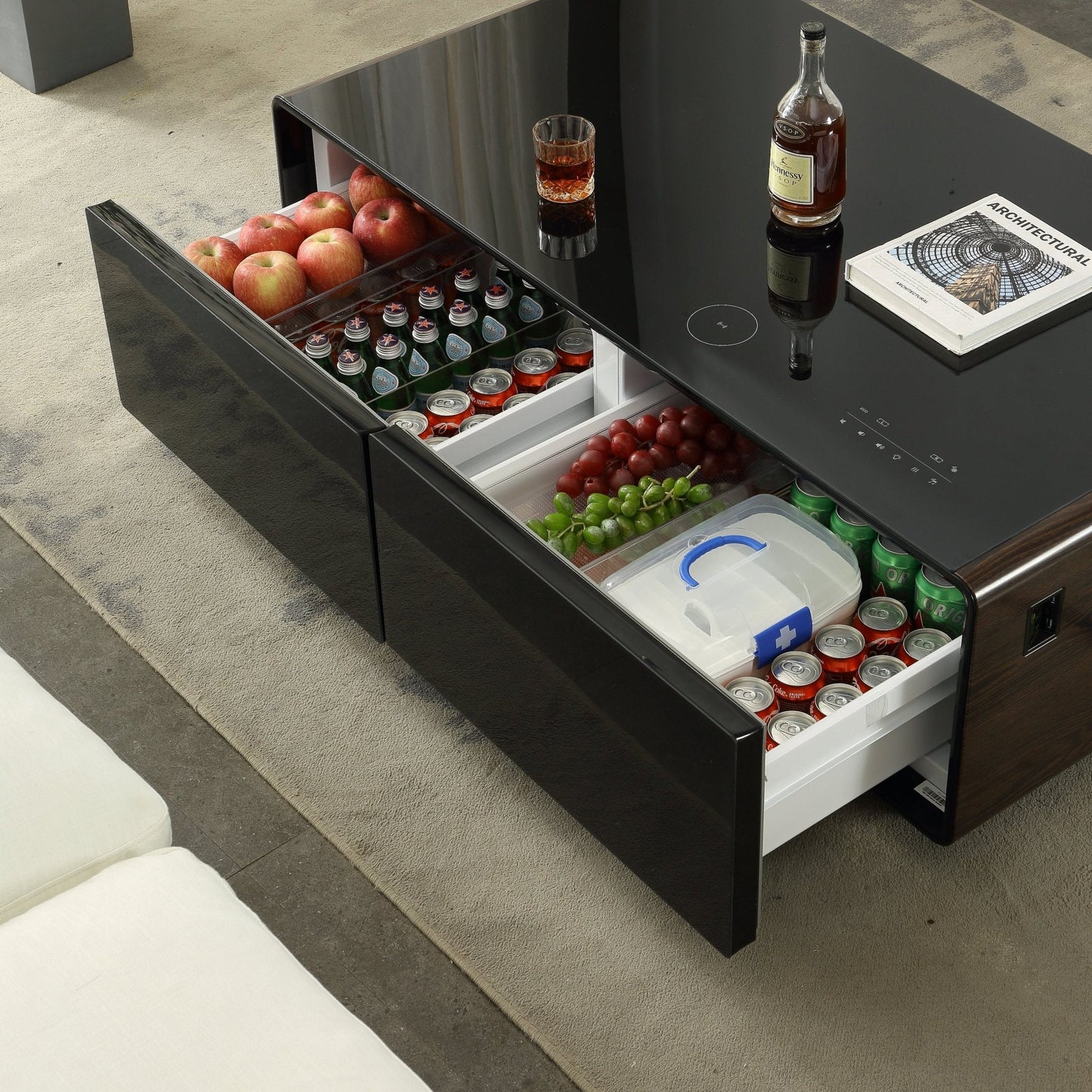 Smart Table Fridge - Stylish Tempered Glass Refrigerators