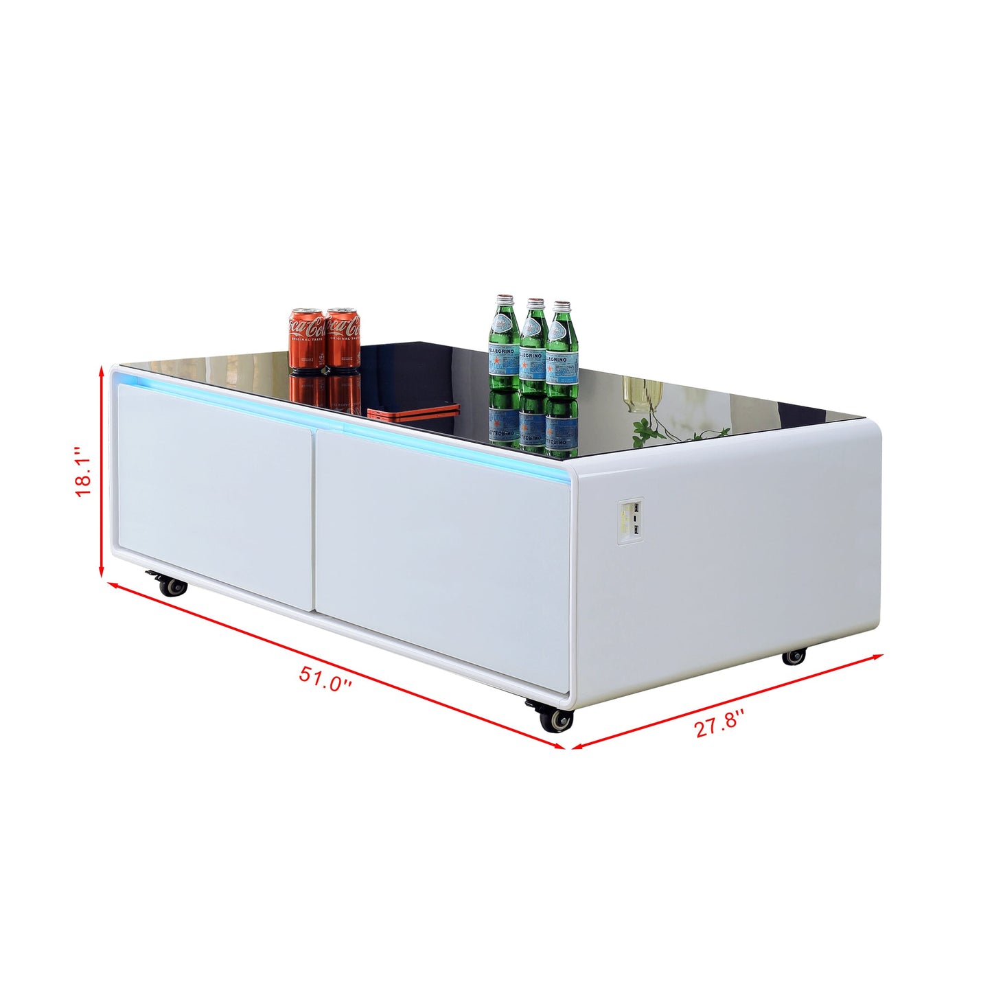 Smart Table Fridge - Stylish Tempered Glass Refrigerators