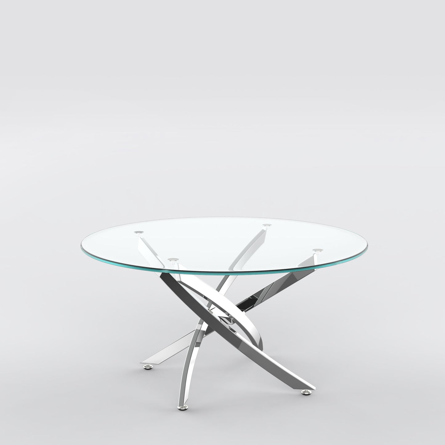 Round Coffee Table - Elegant 10mm Tempered Glass with Stainless Steel Finish