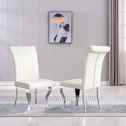 Stylish Dining Chair in White PU, Grey Velvet, or Black Velvet with Gold/Silver Mirrored Finish