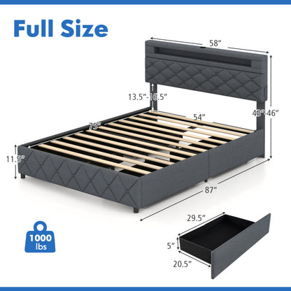 LED Bed Frame with Built-in Charging Station – Modern Design for a Tech-Savvy Bedroom