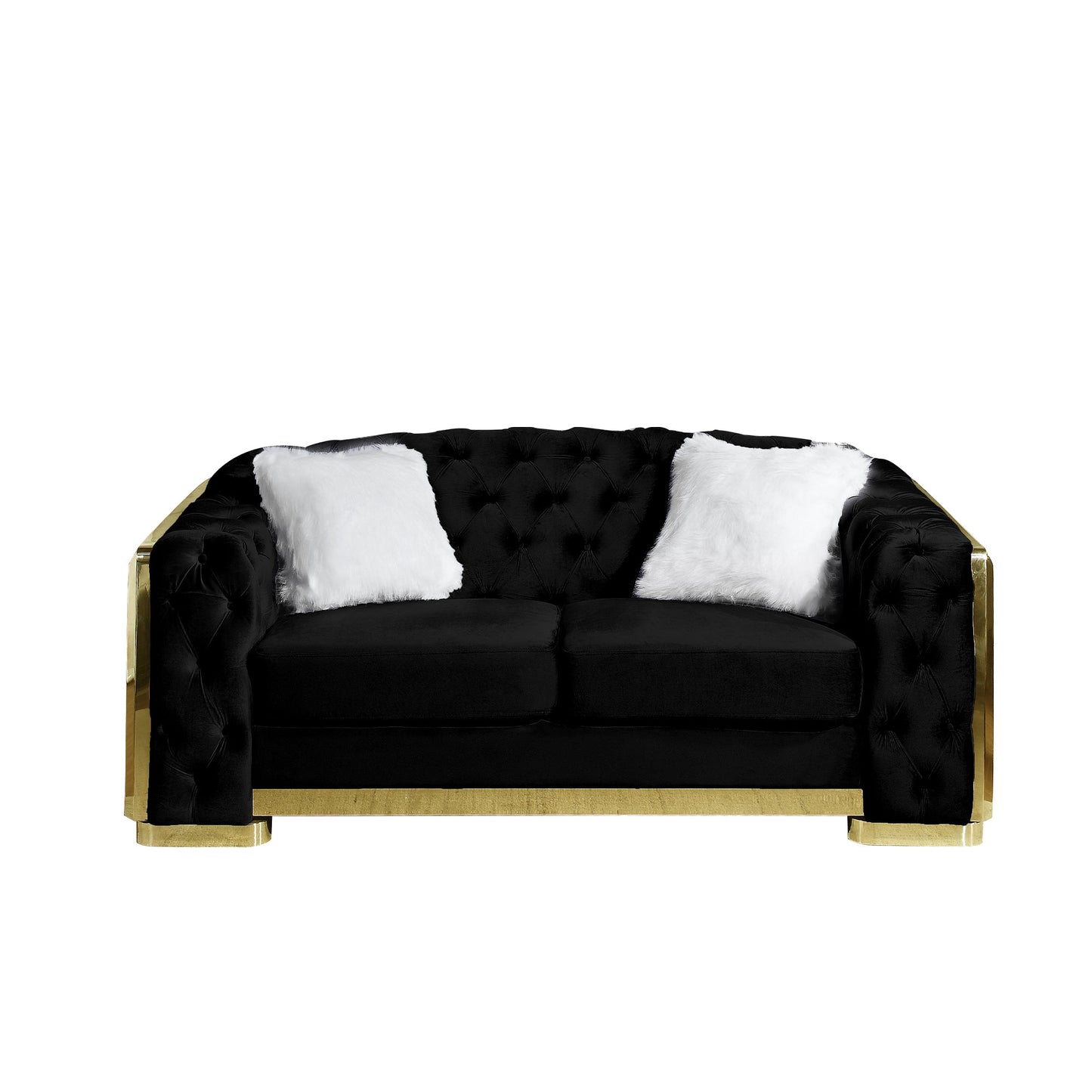 Luxury Polyester Velvet Furniture: Stylish Sofa, Loveseat & Chair with Solid Wood & Stainless Steel Legs