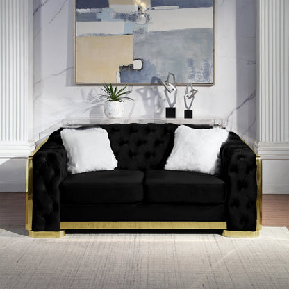 Luxury Polyester Velvet Furniture: Stylish Sofa, Loveseat & Chair with Solid Wood & Stainless Steel Legs