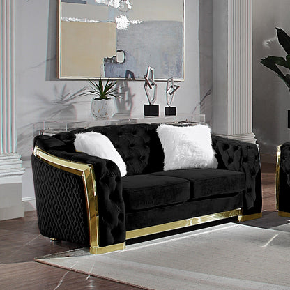 Luxury Polyester Velvet Furniture: Stylish Sofa, Loveseat & Chair with Solid Wood & Stainless Steel Legs