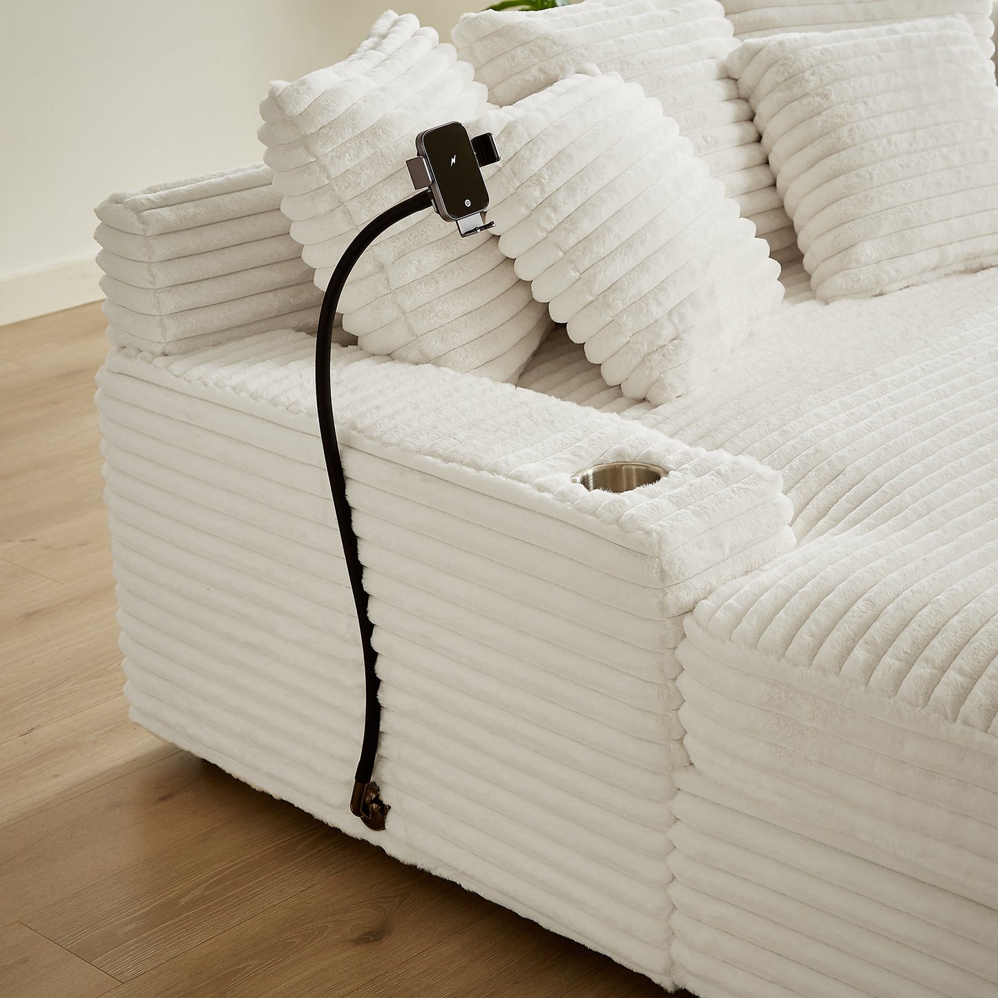 Modern Flannel Sofa with High-Quality Sponge & Springs - Multiple Colors Available