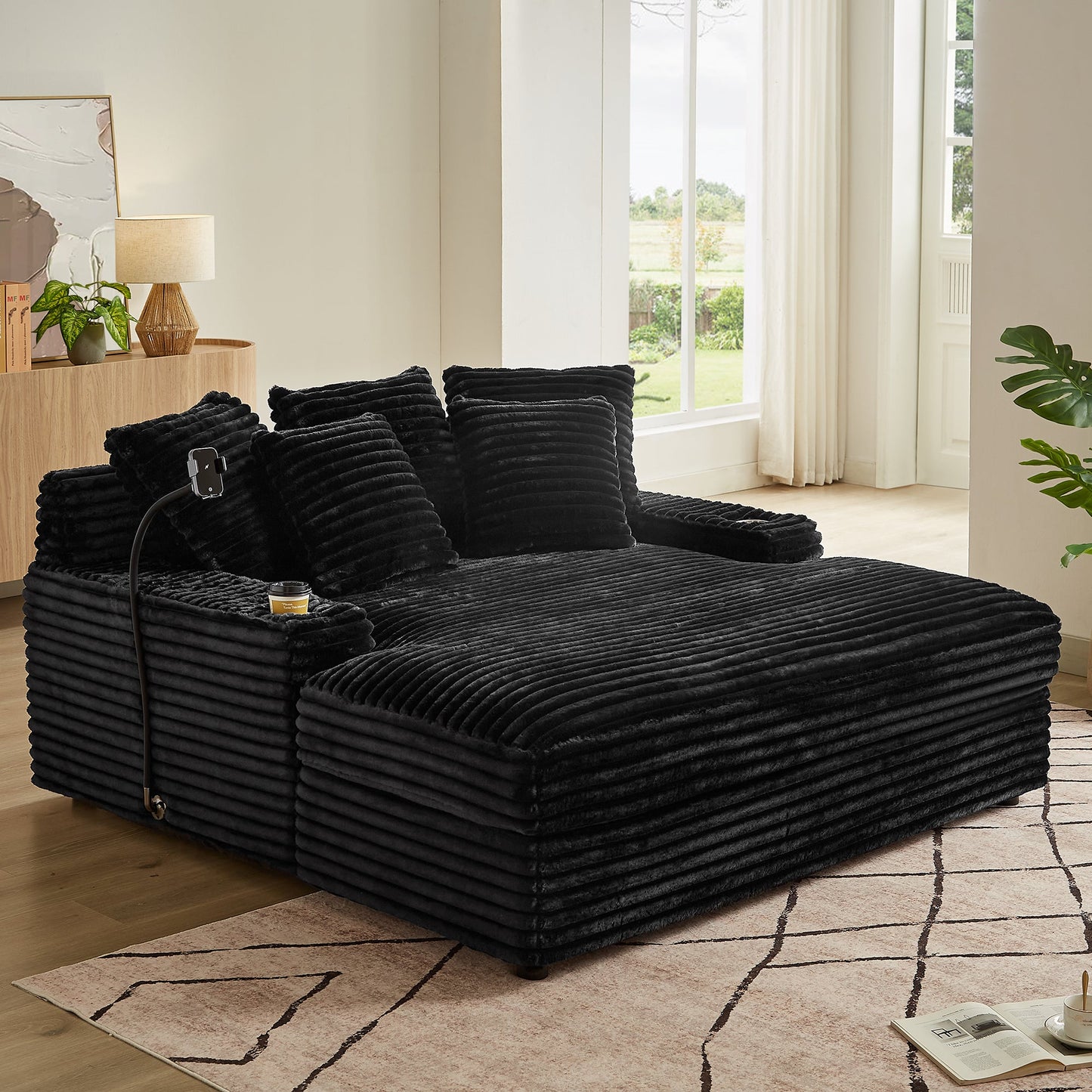 Modern Flannel Sofa with High-Quality Sponge & Springs - Multiple Colors Available