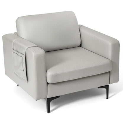 Sleek Modern Accent Armchair with Side Storage Pocket - Ideal for Stylish and Functional Home Decor