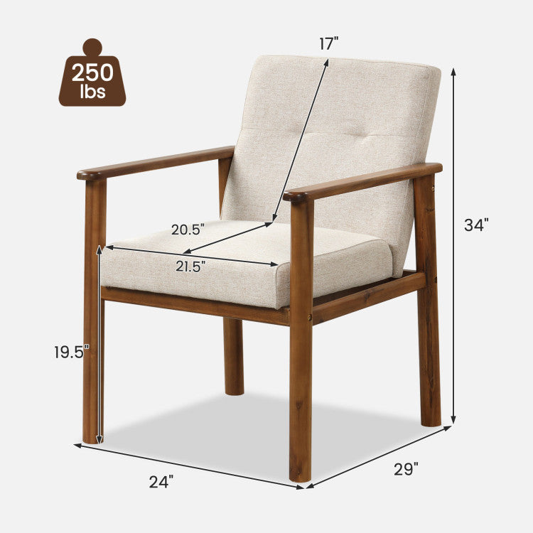 Modern Linen Fabric Accent Armchair with Solid Wood Legs and Plush Cushioned Seat for Ultimate Comfort