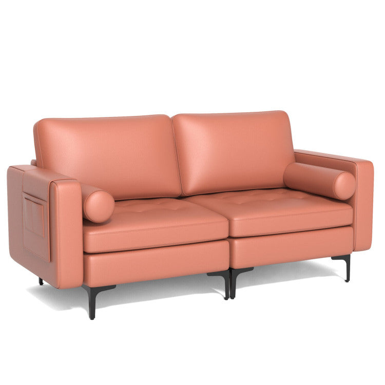 3-Seat Sectional Sofa with Side Storage Pocket and Sleek Metal Legs
