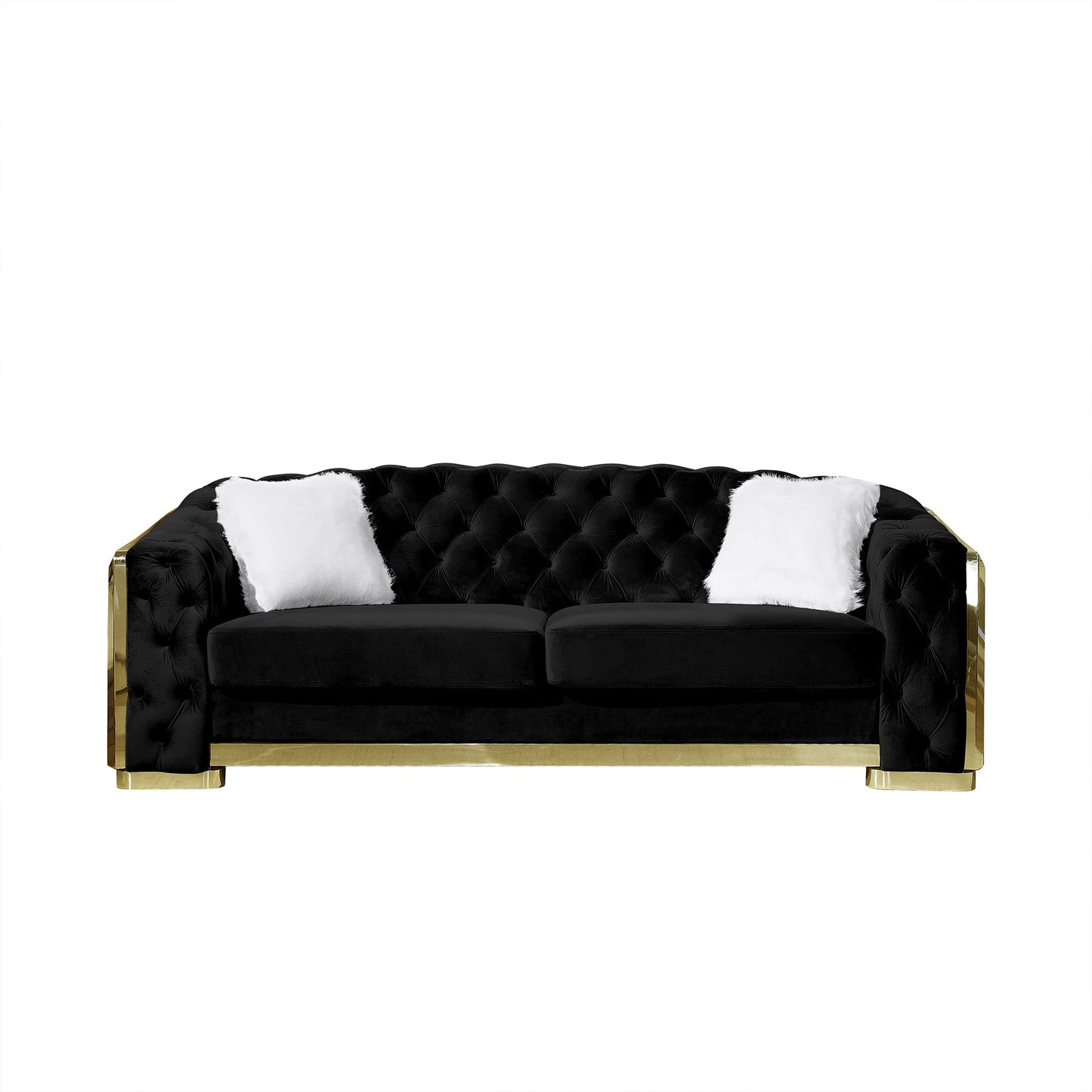 Luxury Polyester Velvet Furniture: Stylish Sofa, Loveseat & Chair with Solid Wood & Stainless Steel Legs