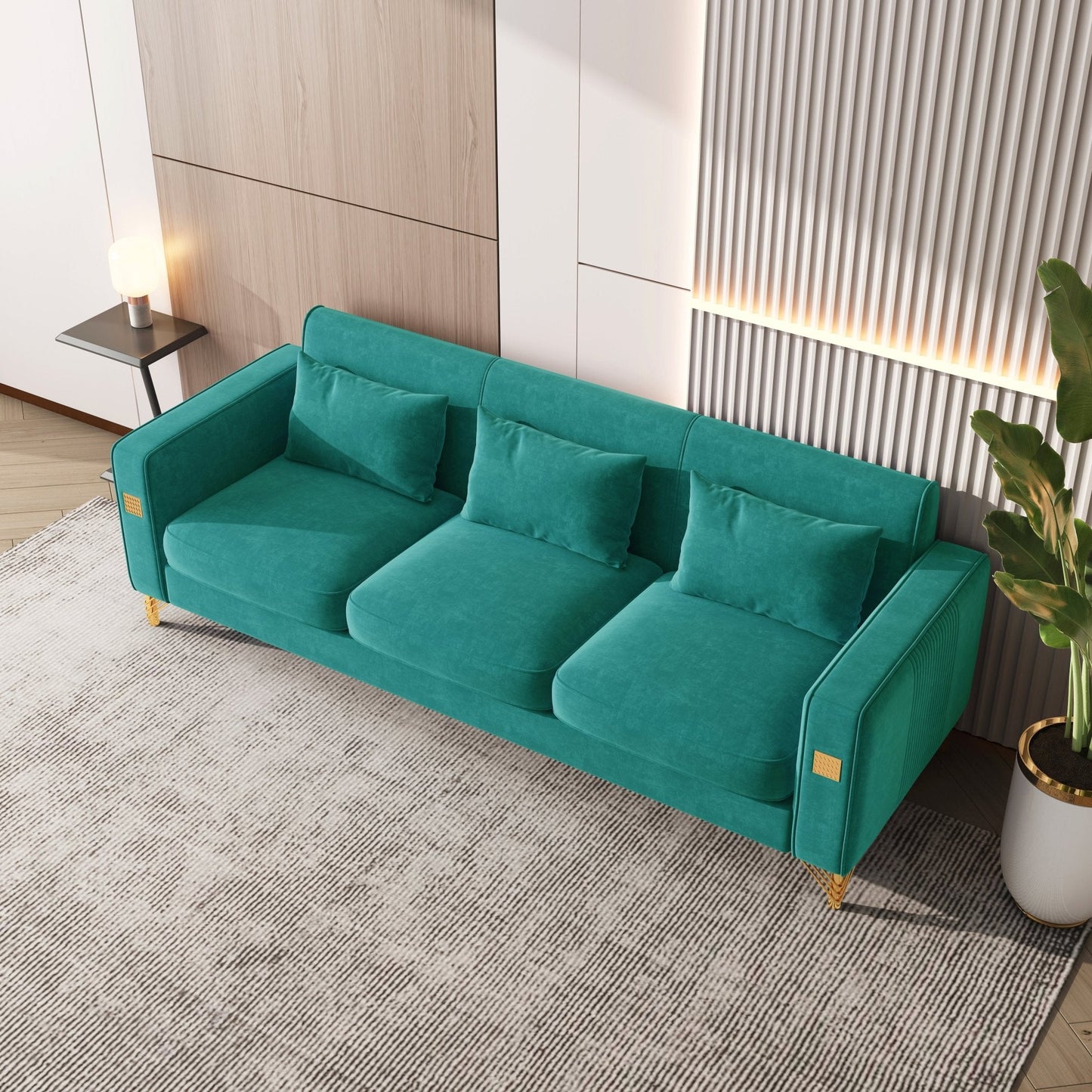 Stylish Velvet Sofa with Metal Frame: Modern Comfort & Elegance