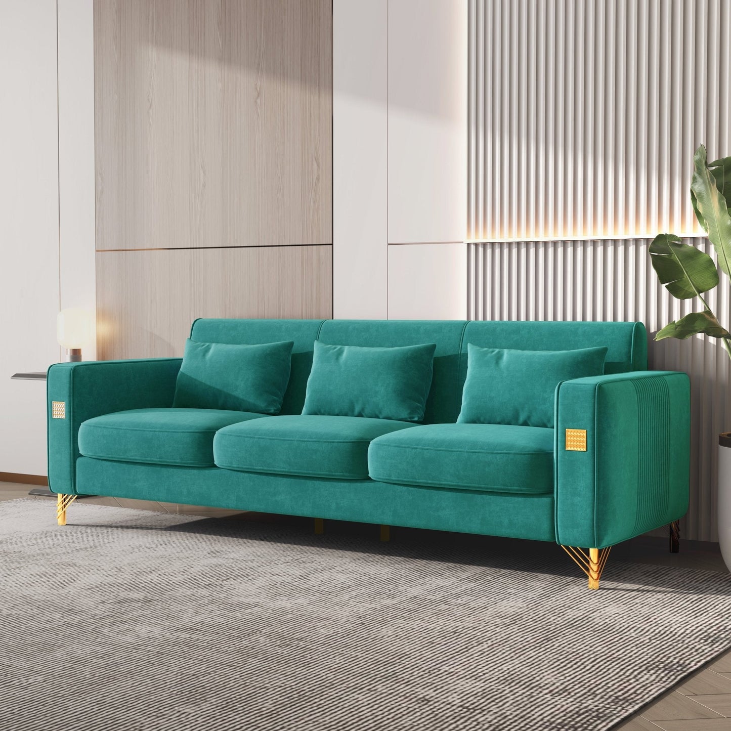 Stylish Velvet Sofa with Metal Frame: Modern Comfort & Elegance