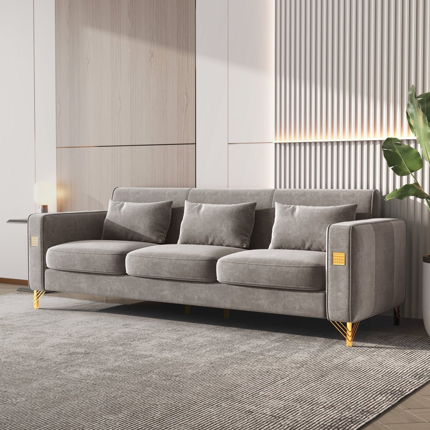 Stylish Velvet Sofa with Metal Frame: Modern Comfort & Elegance