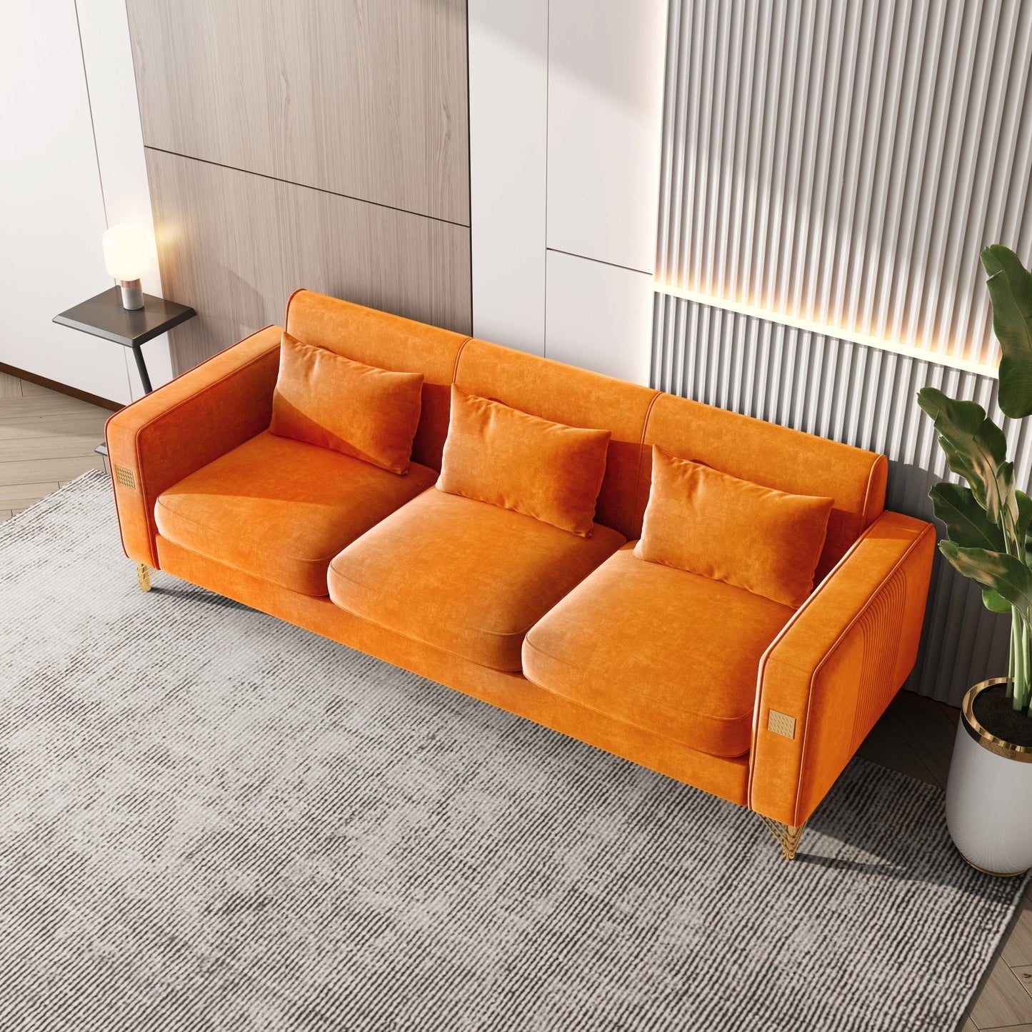 Stylish Velvet Sofa with Metal Frame: Modern Comfort & Elegance