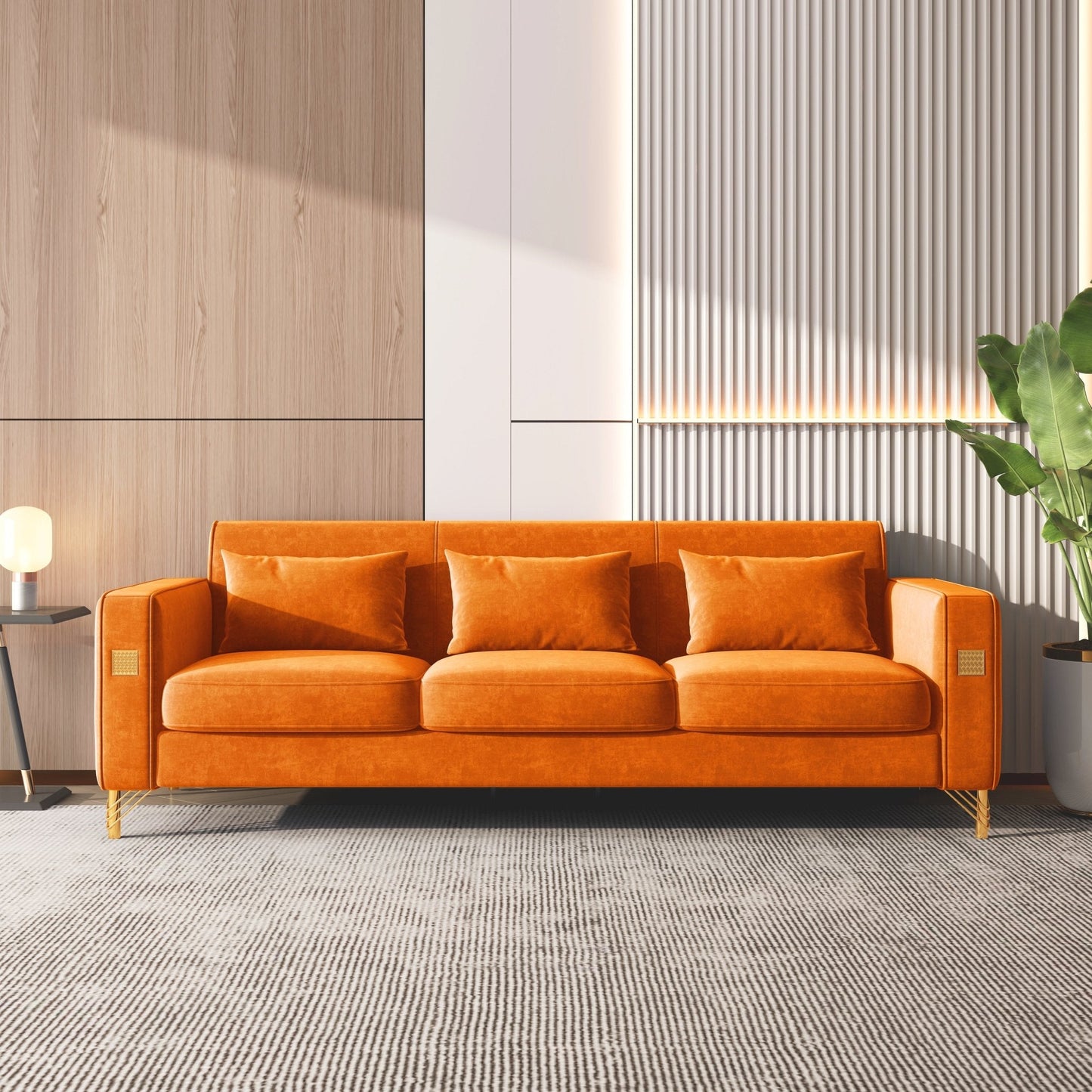 Stylish Velvet Sofa with Metal Frame: Modern Comfort & Elegance